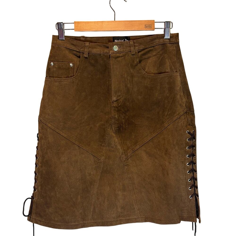 Vintage Neutral Zone Outerwear Brown Suede Pencil Skirt - size Medium